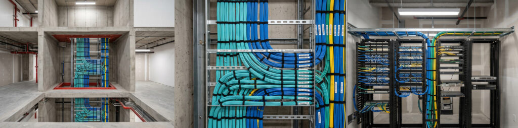 Commercial Building Riser Pathway Infrastructure › TECHBLEED commercial building riser pathway with telecommunications cables