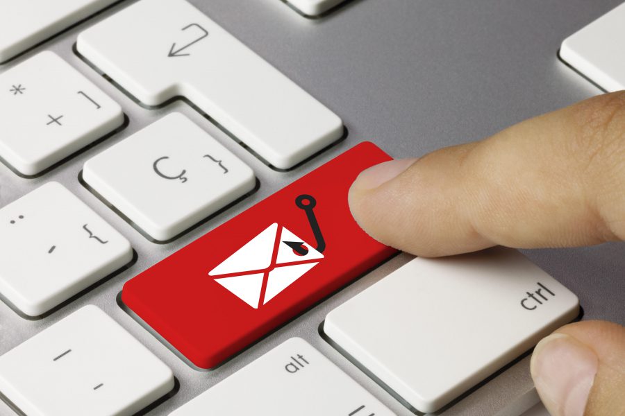Keyboard button with a mail phishing scheme