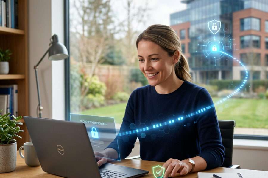Secure remote access for business connecting an approved laptop to a protected office network