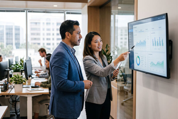 What Are Managed IT Services? › Techbleed Business owner reviewing managed IT services with an IT advisor