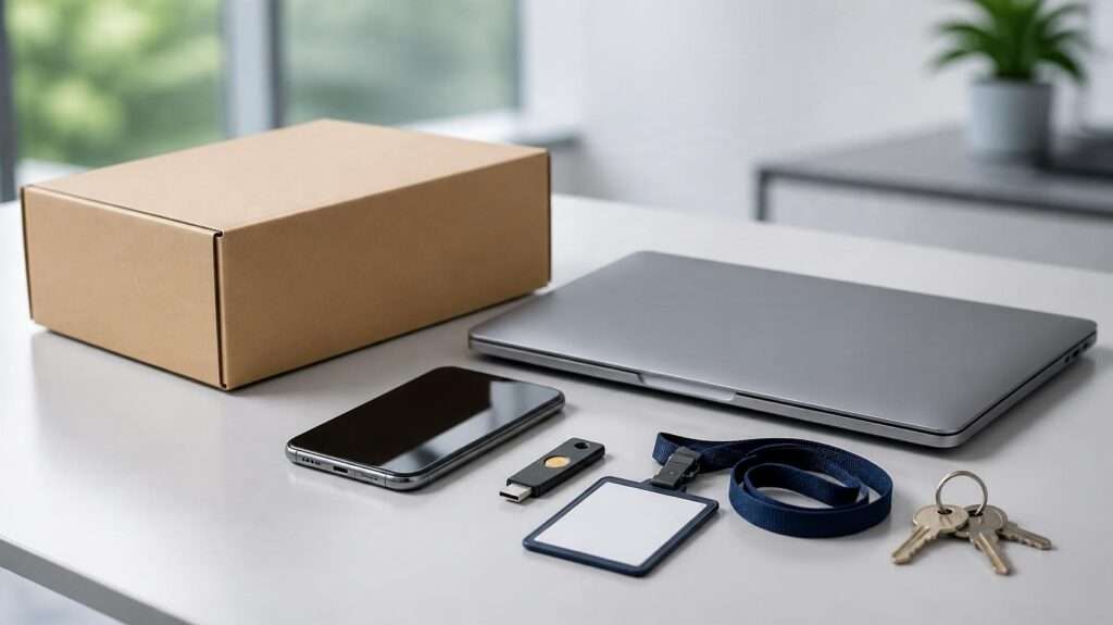 Disabling a Former Employee Account › TECHBLEED Office manager disabling a former employee's business account on a laptop